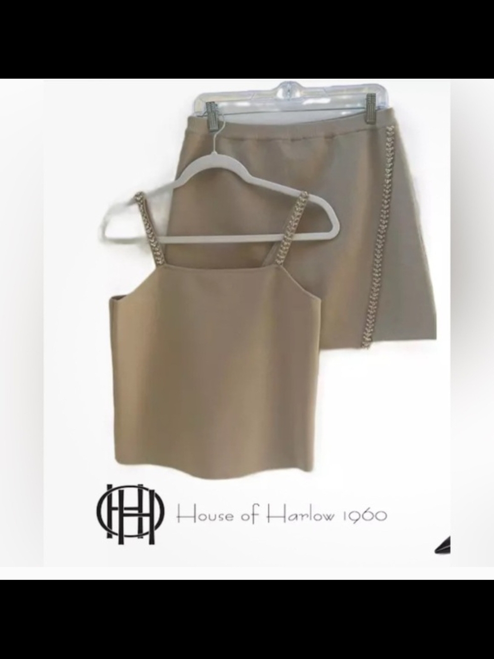 House of Harlow 1960 Taupe Chain-Trim Tank & Skirt Set